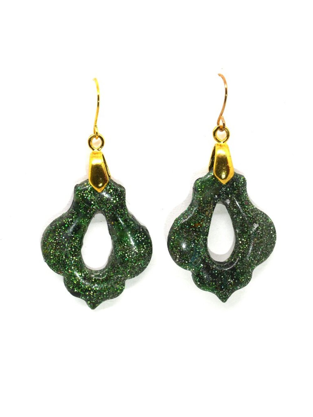 Gold Green Earrings